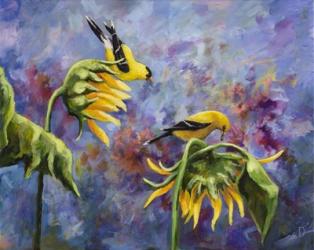 Finches with Sunflowers | Obraz na stenu