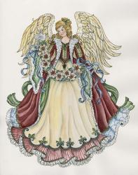 Angel With Ribbon Of Pointsettias | Obraz na stenu