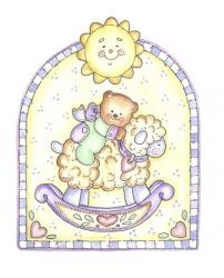 Teddy Bear On Lamb Rocker | Obraz na stenu