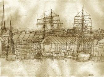 Boston Harbor c. 1877 Sepia Tone | Obraz na stenu