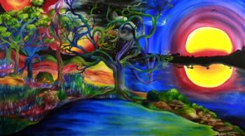 Colorful Psychedelic Rainbow Lake Art | Obraz na stenu