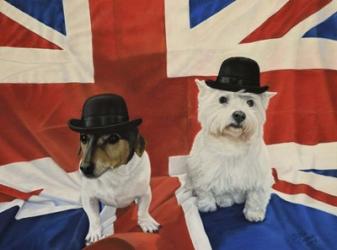 2 Dogs on a Union Jack Flag | Obraz na stenu