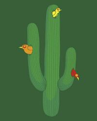 Birds in a Cactus | Obraz na stenu