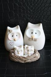 Owl Family Taupe | Obraz na stenu