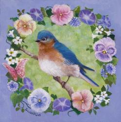 Bluebird and Pansies | Obraz na stenu