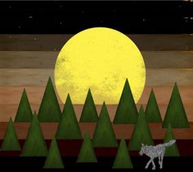 Nighttime In The Forest With Wolf | Obraz na stenu
