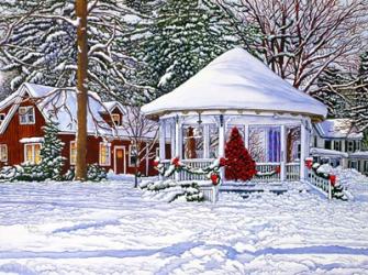 Gazebo At Ellicottville, Winter | Obraz na stenu