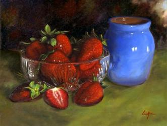 Strawberry Blue Vase | Obraz na stenu