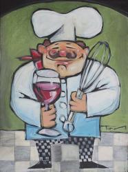 Chef With Wine And Wisk | Obraz na stenu