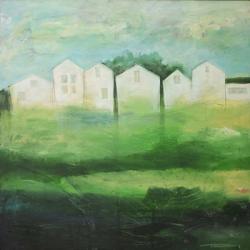 White Houses In Row By Field | Obraz na stenu