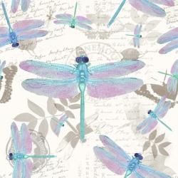 Vintage Botanicals Dragonfly Pattern Aqua | Obraz na stenu