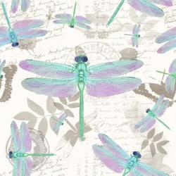 Vintage Botanicals Dragonfly Pattern Green | Obraz na stenu