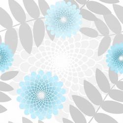 Flowers And Leaves Pattern Baby Blue | Obraz na stenu