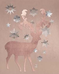 Park Avenue Rosegold Deer in the Silver Snow | Obraz na stenu