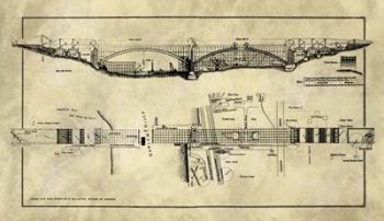 George Washington Bridge Blueprint Industrial Farmhouse | Obraz na stenu
