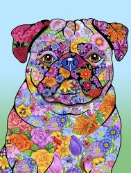 Flowers Pug | Obraz na stenu