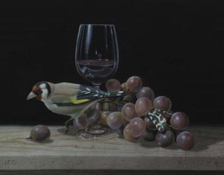 The Goldfinch And The Glass Of Wine | Obraz na stenu