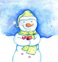 Snowman Holding Hearts | Obraz na stenu