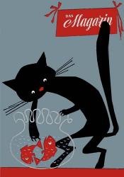 Black Cat And Fish Bowl | Obraz na stenu