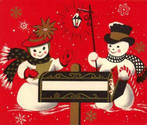 Vintage Christmas Snowmen | Obraz na stenu