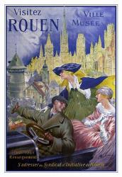 Visitez Rouen, French Vintage Poster Bonnet, Visitez Rouen 1910 | Obraz na stenu