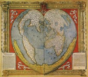 Heart Shaped World Map Stabius-Werner Projection 15 | Obraz na stenu