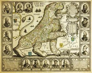 Leo Belgicus Map - Hendrik Floris Van Langren Pre 1609 | Obraz na stenu