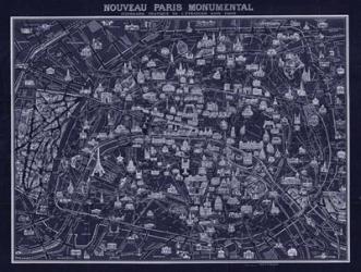 1920 Pocket Map of Paris Blueprint style | Obraz na stenu