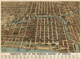 Birds Eye Chicago biz district-1898 | Obraz na stenu