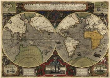 Hondius map of the World 1595 | Obraz na stenu