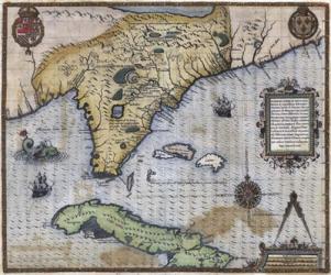 French Map Of Florida - Floridae Americae Provinciae 1564 | Obraz na stenu