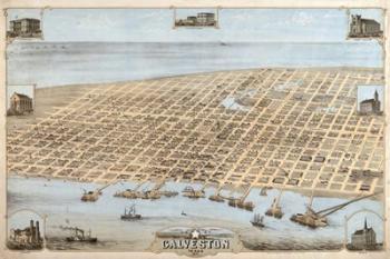 Map Of Galveston Texas 1871 | Obraz na stenu