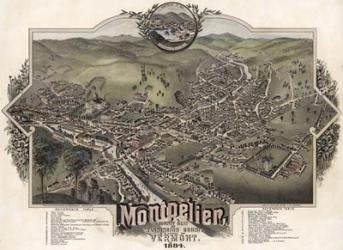 Map Of Montpelier Vt With Reference Table 1884 | Obraz na stenu