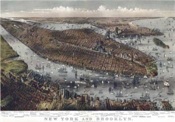 Map Of New York And Brooklyn 1875 | Obraz na stenu