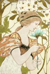 Art Nouveau Woman With Flower 1898 | Obraz na stenu