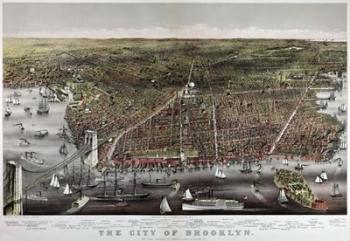 Brooklyn Birds Eye View Currier & Ives 1879 | Obraz na stenu