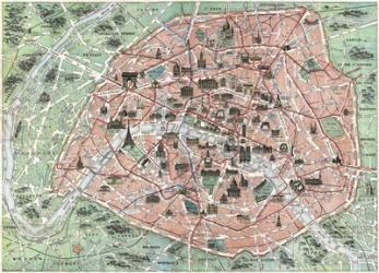 1920 tourist pocket map of Paris | Obraz na stenu