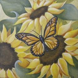Large Butterfly and Sunflower | Obraz na stenu