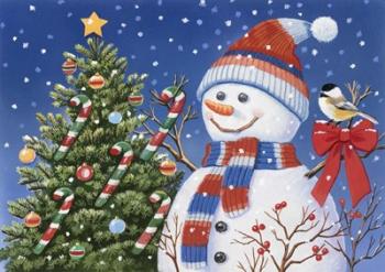 Snowman Decorating Tree | Obraz na stenu