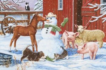 Winter Barnyard Scene | Obraz na stenu