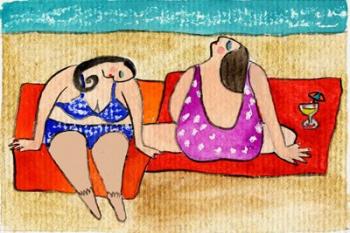 Big Divas Lounging On The Beach | Obraz na stenu