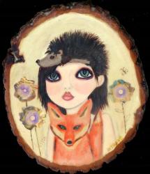 Big Eyed Girl Fox & Hedgehog | Obraz na stenu