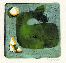 Green Whale Monoprint | Obraz na stenu