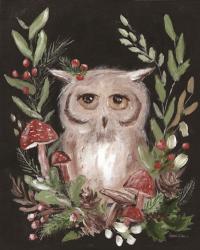 Christmas Owl and Mushrooms | Obraz na stenu