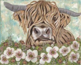 Floral Highland Cow | Obraz na stenu