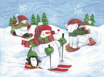 Skiing Snowmen and Animals | Obraz na stenu