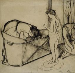 Woman Cleaning a Tub and a Nude, 1908 | Obraz na stenu