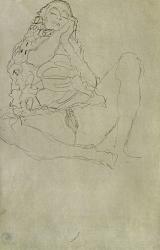 Sitting Half-Nude With Closed Eyes, 1913 | Obraz na stenu