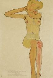 Seated Female Nude With Raised Right Arm, 1910 | Obraz na stenu