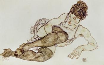 Reclining Woman With Black Stockings, 1917 | Obraz na stenu